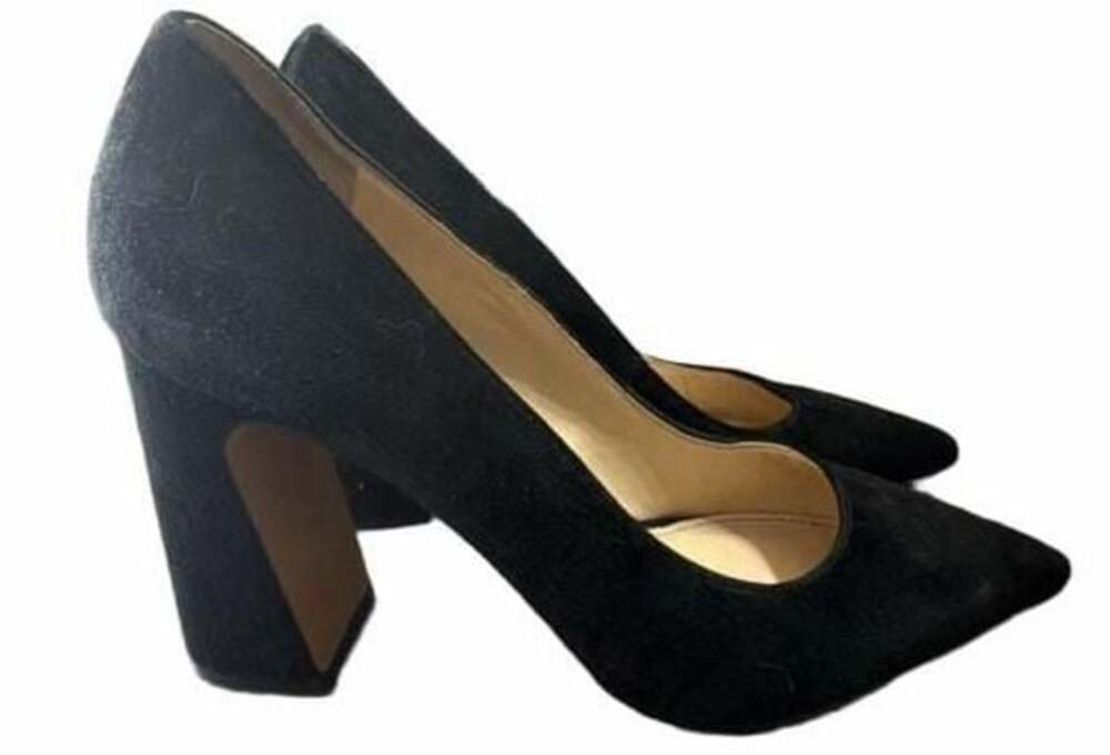 Vince Camuto Ableen Pumps Womens 6.5 EU 37 Black Suede Pointed Toe Block Heel